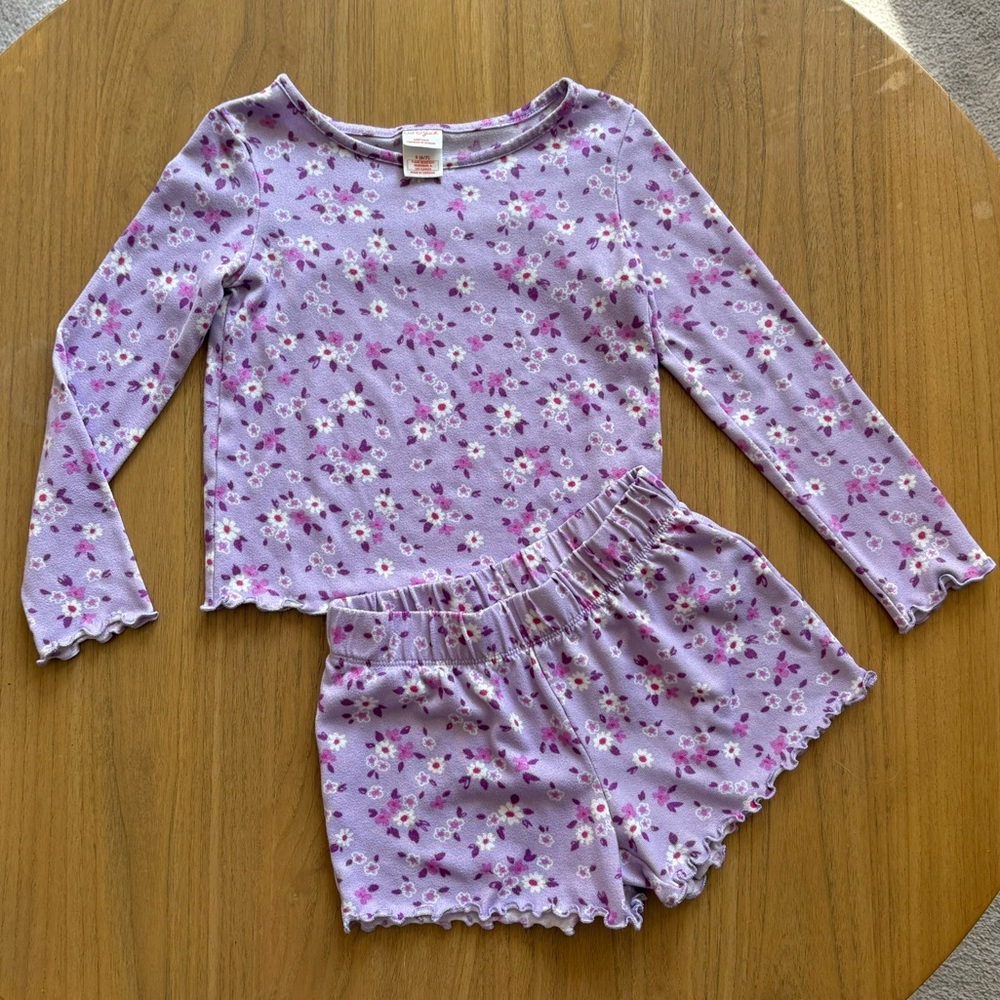 Cat & Jack Floral Purple Girls Pajama Set